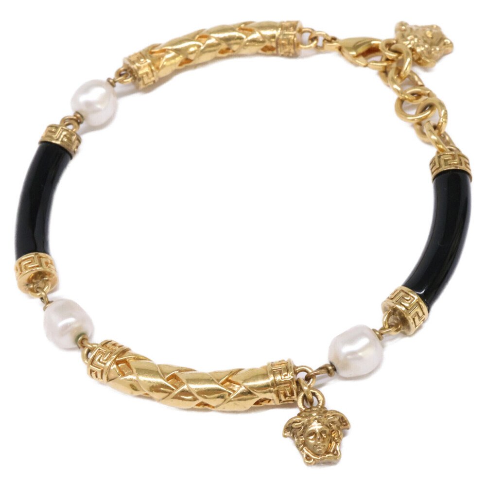 VERSACE Black Pearl Charm Bracelet